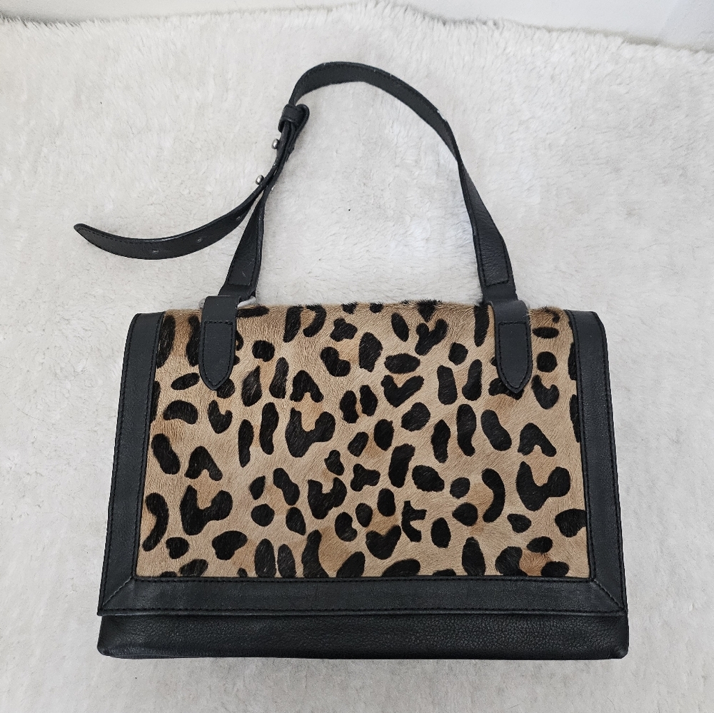 Nicky Hilton X Linea Pelle Black Cheetah Print Shoulder Bag